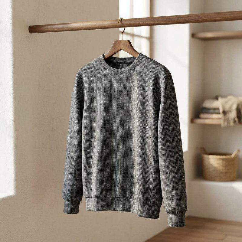 Dzianina Tweed Jodełka Szara – bluza dresowa z tej tkaniny