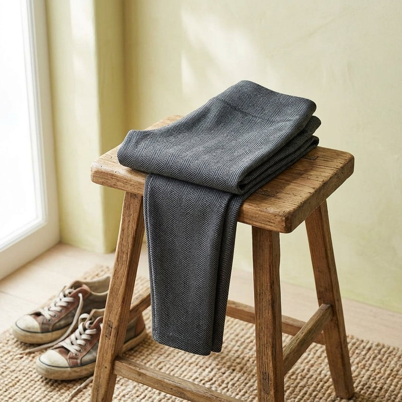 Dzianina Tweed Jodełka Szara – legginsy z tej tkaniny
