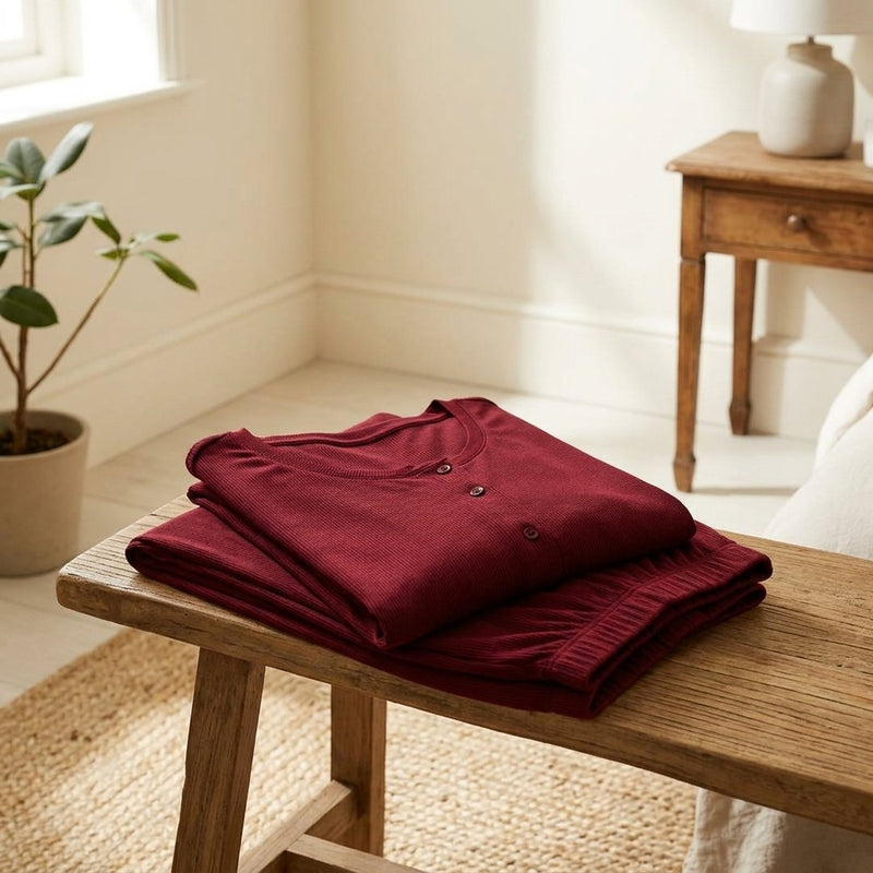 ITY Jersey Bordowa – komplet do snu z tej tkaniny