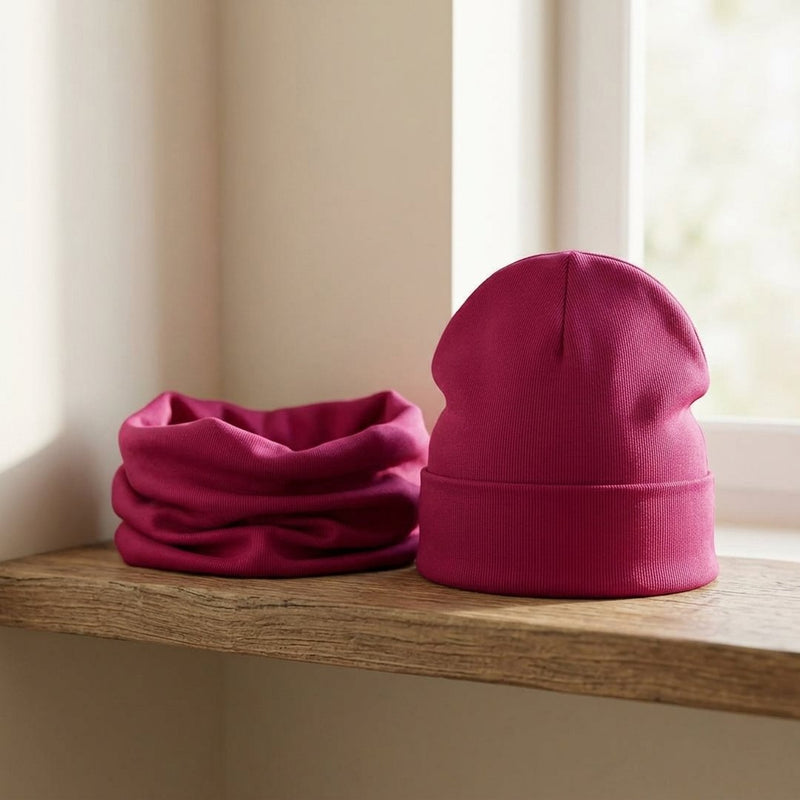ITY Jersey Fuksja – czapka i komin z tej tkaniny