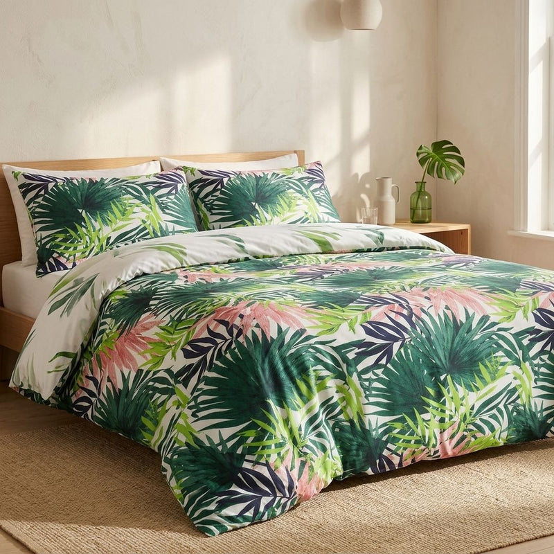 Latina Drukowana Zielone Tropiczne Kwiaty – pościel z tej tkaniny