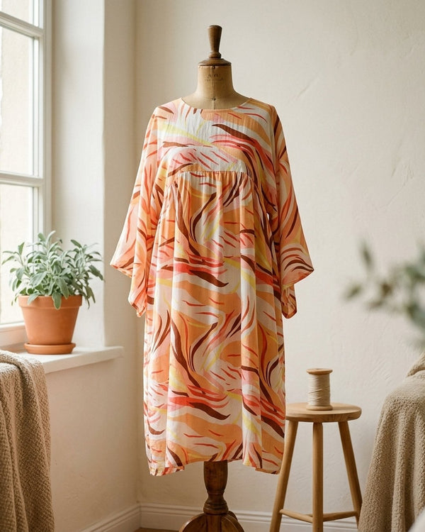 Len Craspo Drukowana Kiss Waves - Sukienka boho