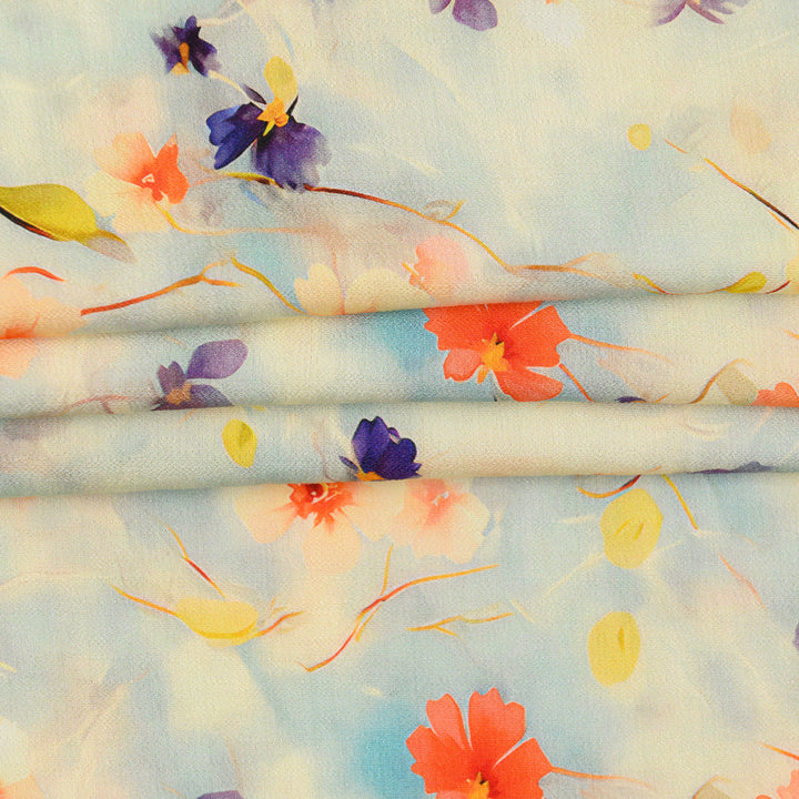 Len Craspo Drukowana Niebieski Ogród - Textil World