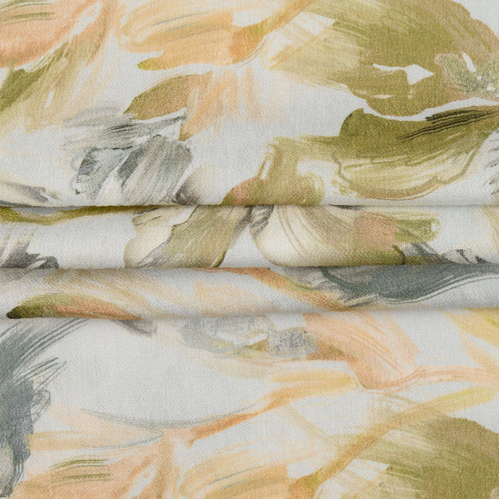 Len Craspo Drukowana Oliwkowa Akwarela - Textil World