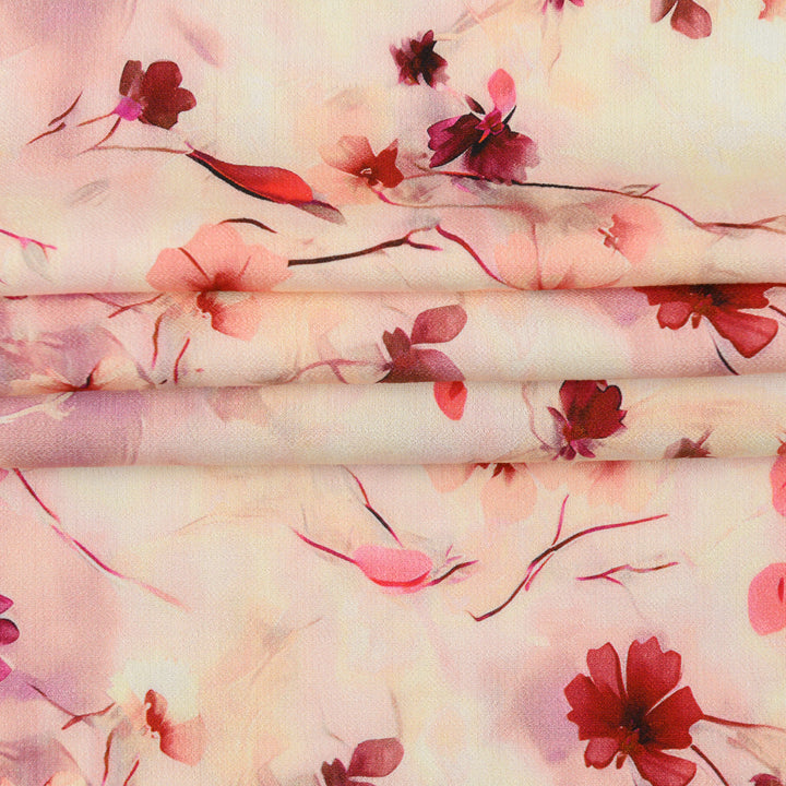 Len Craspo Drukowana Wiśniowy Poranek - Textil World