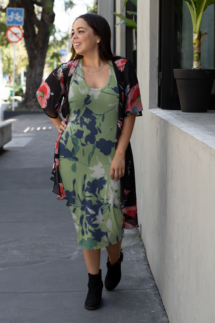 Len Craspo Drukowana Zielona Flora - Textil World