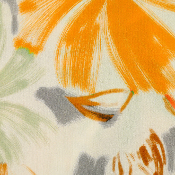 Len Craspo Drukowany Orange Brushstroke - Textil World