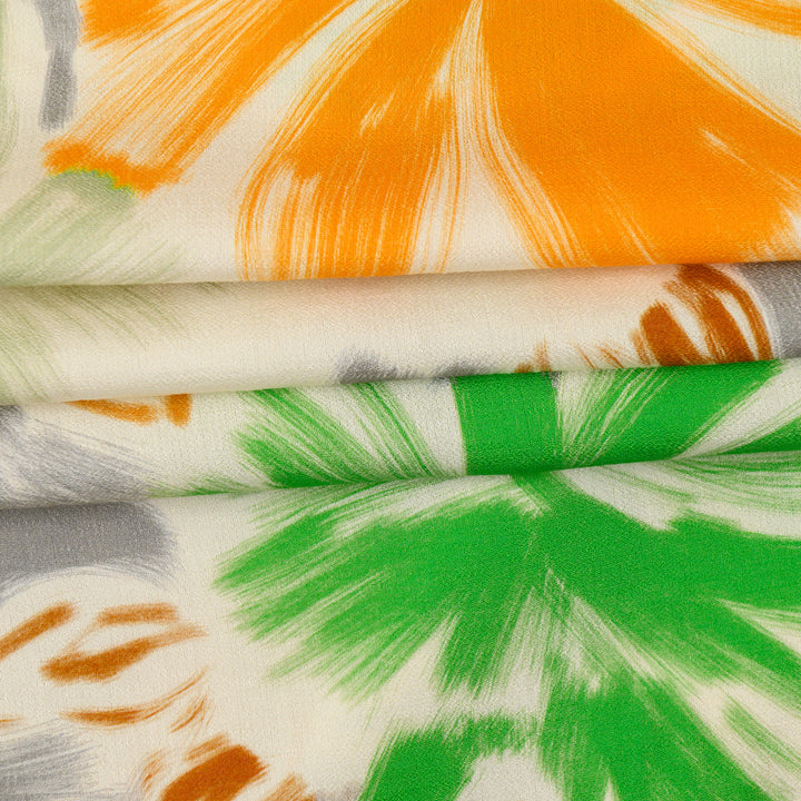 Len Craspo Drukowany Orange Brushstroke - Textil World