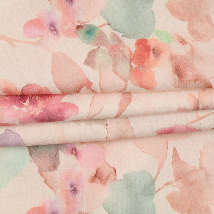 Len Craspo Drukowany Watercolor Rose - Textil World
