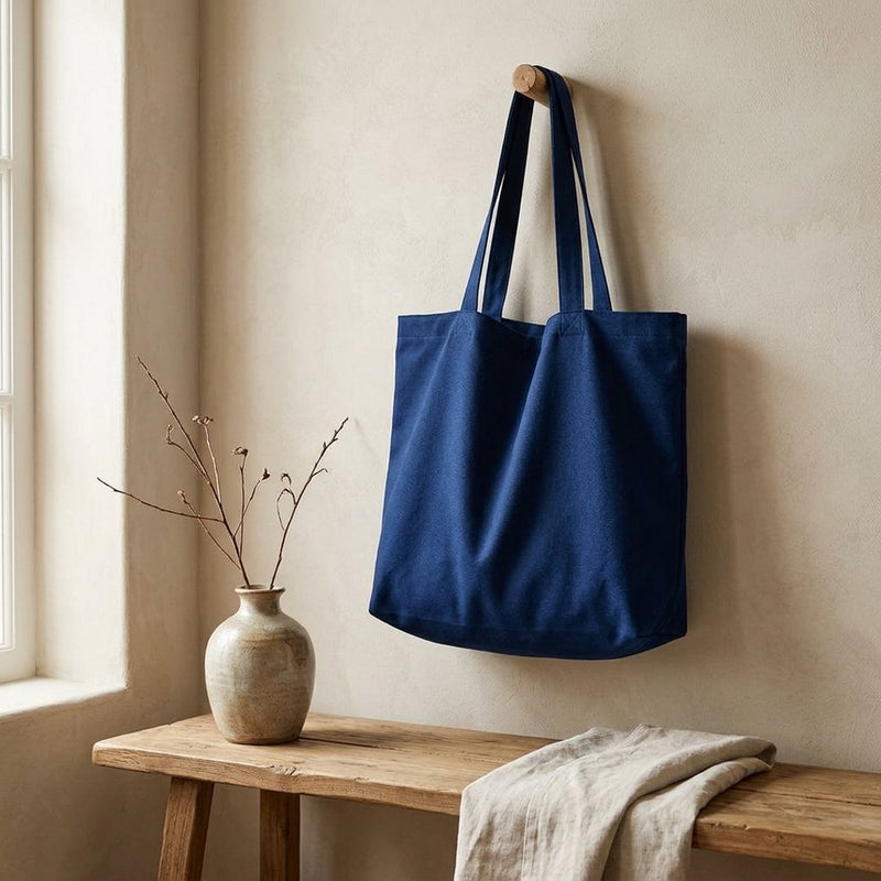Len Vintage Granatowy – torba na zakupy z tej tkaniny