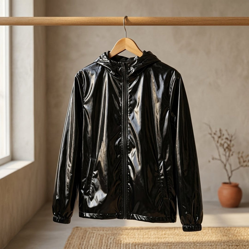 Moncler Czarny – wiatrówka z tej tkaniny