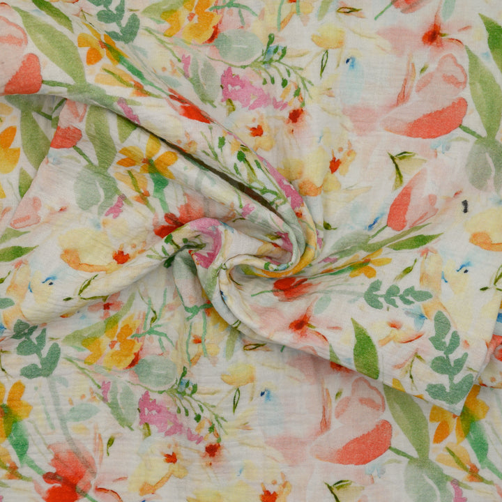 Muślin Drukowany Akwarelowa Łąka - Textil World
