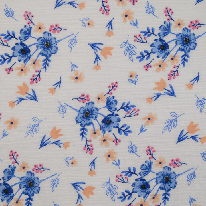 Muślin Drukowany Chabrowa Kompozycja - Textil World