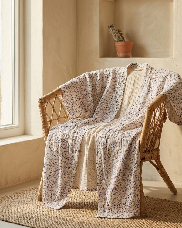 Muślin Drukowany Chabrowa Łąka - Kimono plażowe