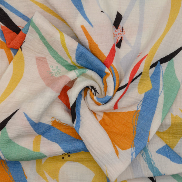 Muślin Drukowany Kolorowy Rytm - Textil World