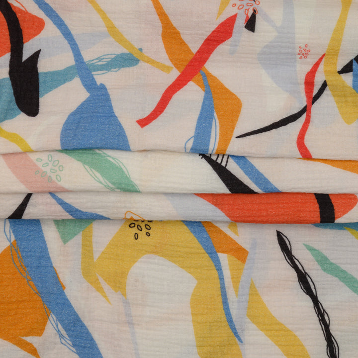 Muślin Drukowany Kolorowy Rytm - Textil World