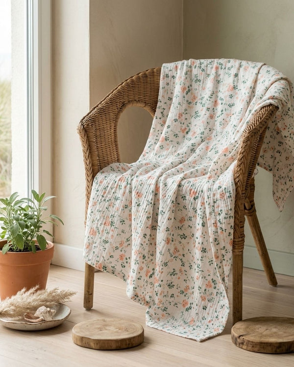 Muślin Drukowany Koralowy Ogród - Kimono plażowe