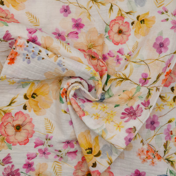Muślin Drukowany Letni Bukiet - Textil World