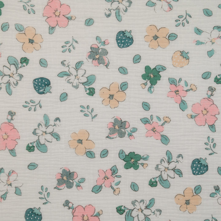 Muślin Drukowany Miętowa Truskawka - Textil World