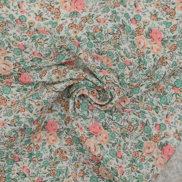 Muślin Drukowany Ogród w Porannej Rosie - Textil World