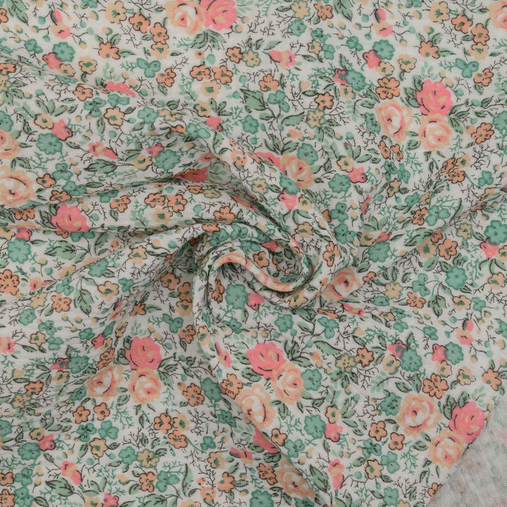 Muślin Drukowany Ogród w Porannej Rosie - Textil World