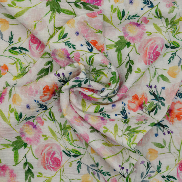 Muślin Drukowany Różany Ogród - Textil World