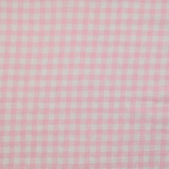 Muślin Drukowany Różowa Kratka Piknikowa - Textil World