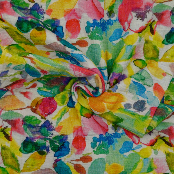 Muślin Drukowany Tęczowy Ogród - Textil World
