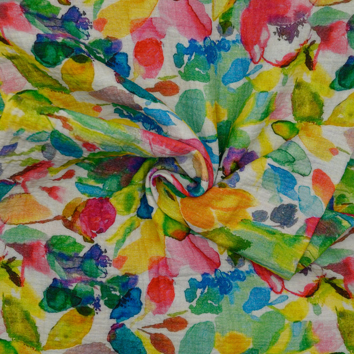 Muślin Drukowany Tęczowy Ogród - Textil World