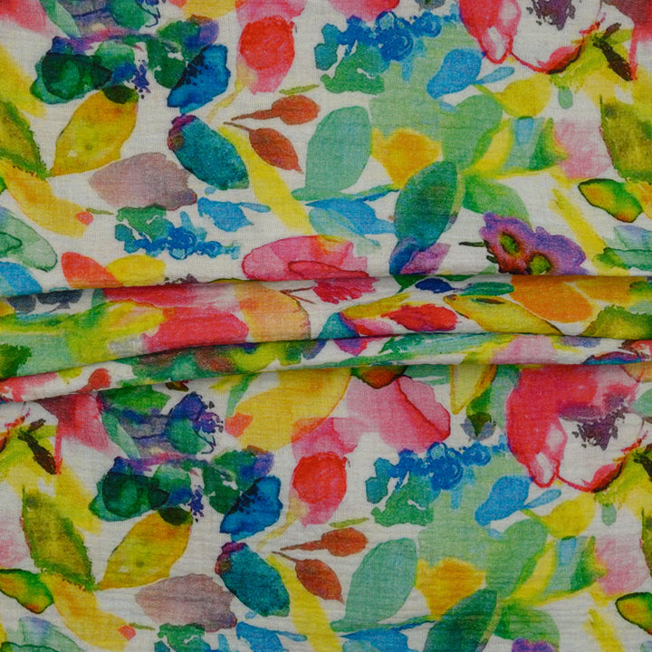 Muślin Drukowany Tęczowy Ogród - Textil World