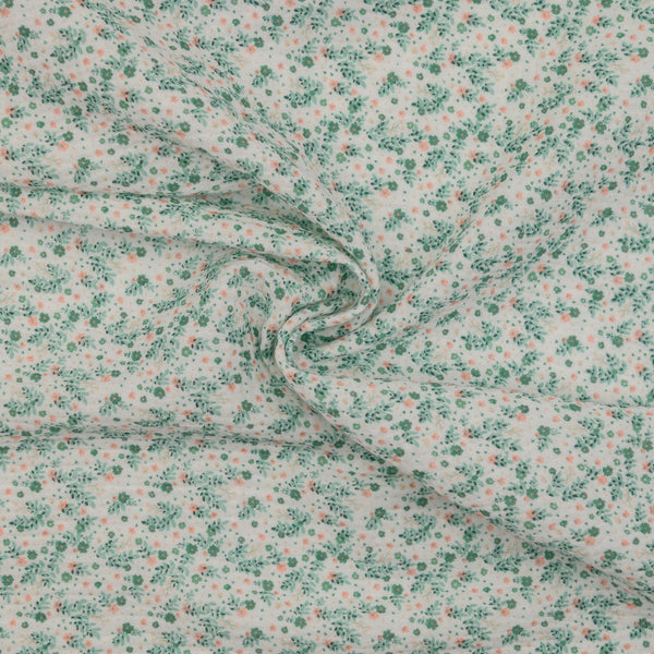 Muślin Drukowany Zielona Poranna Rosa - Textil World