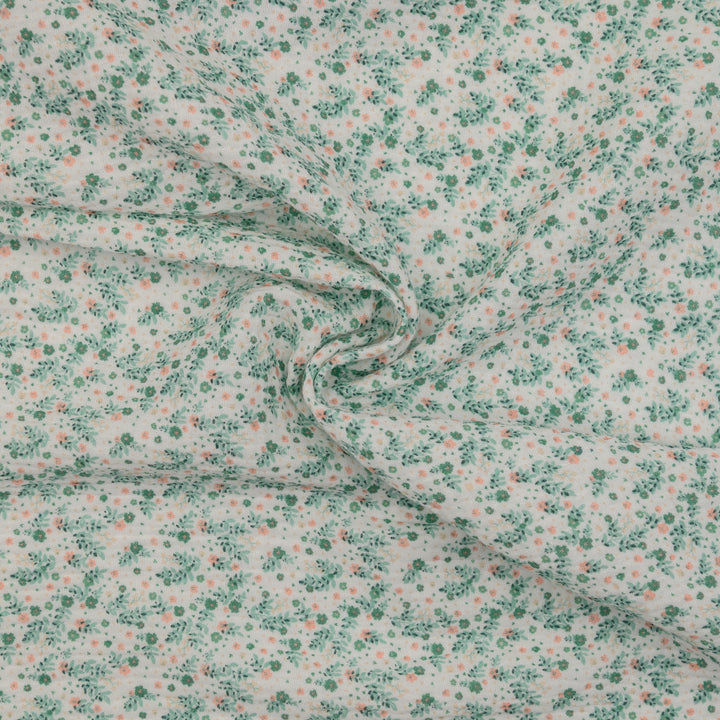 Muślin Drukowany Zielona Poranna Rosa - Textil World