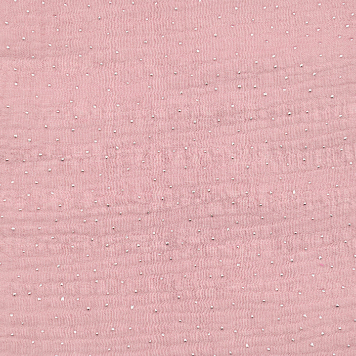 Muslin w Srebrne Kropki Pudrowy róż - Textil World