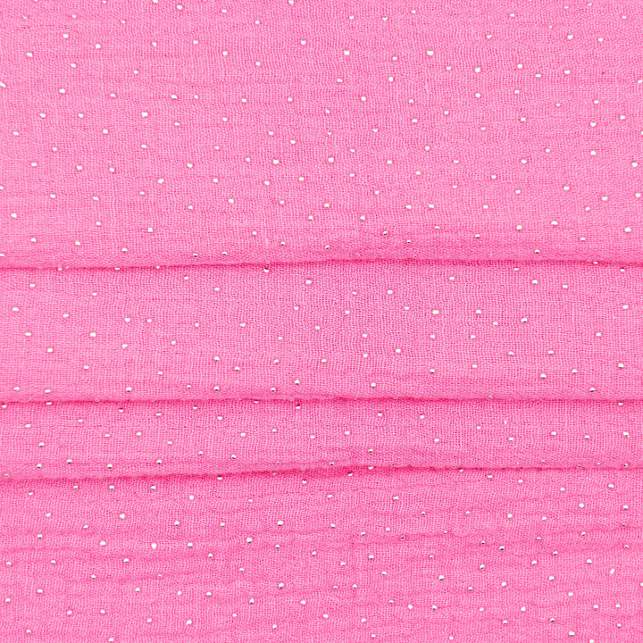 Muslin w Srebrne Kropki Różowy - Textil World