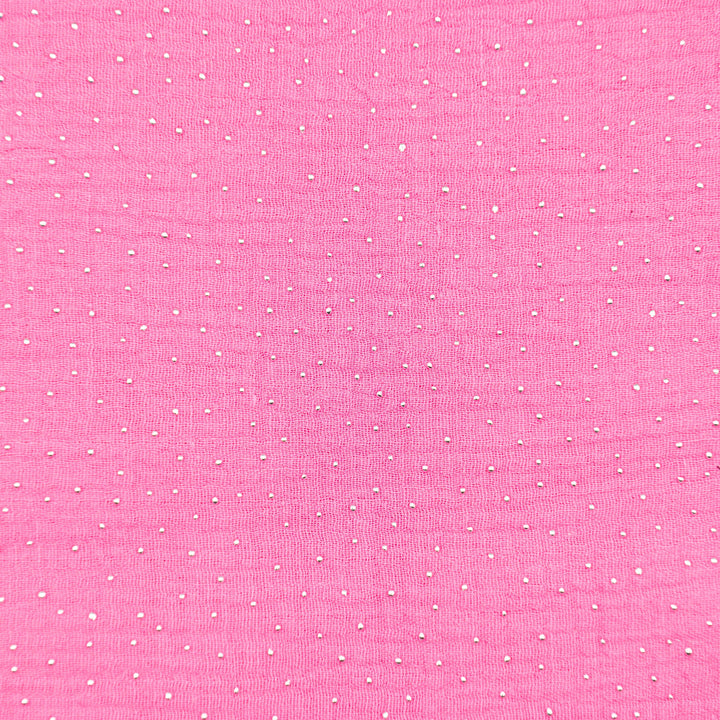 Muslin w Srebrne Kropki Różowy - Textil World