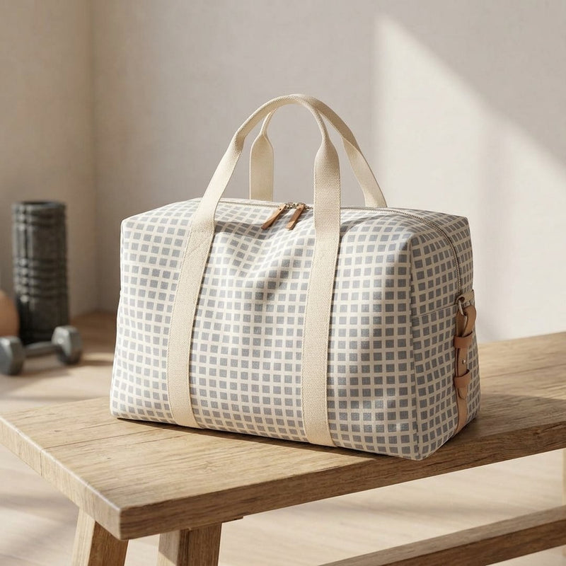 Nylon Punto Drukowany Szary Krata – torba sportowa z tej tkaniny