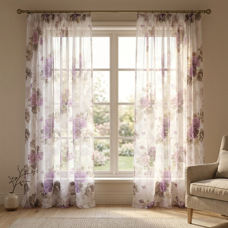 Organza Drukowana Kolorowe Kwiaty – lekkie firany z tej tkaniny