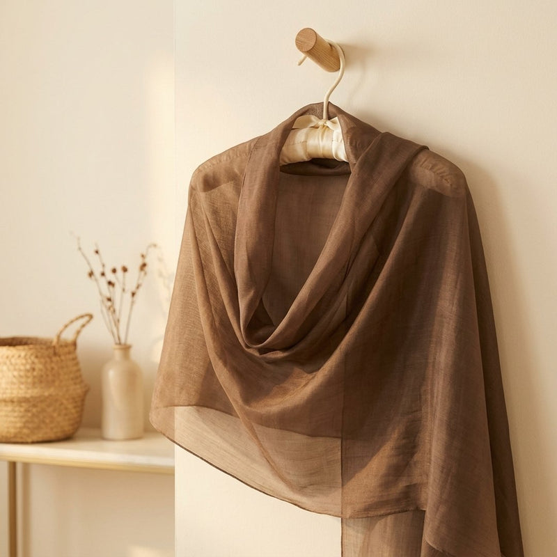 Organza Premium „Brąz Miedź” – narzutka wieczorowa z tej tkaniny