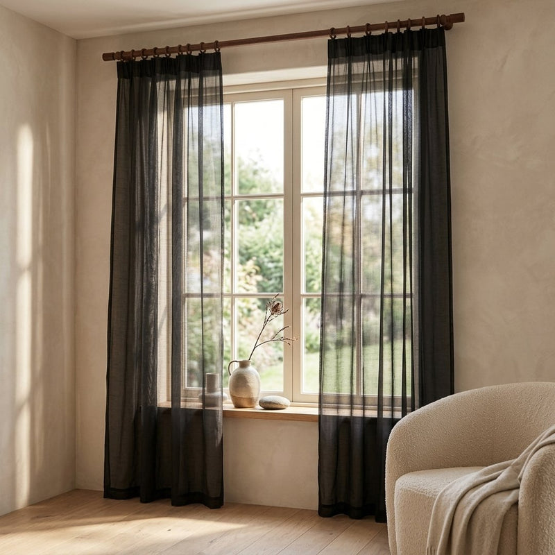 Organza Premium Czarna – lekkie firany z tej tkaniny