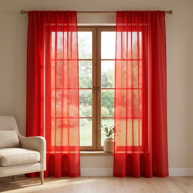 Organza Premium Czerwona – lekkie firany z tej tkaniny