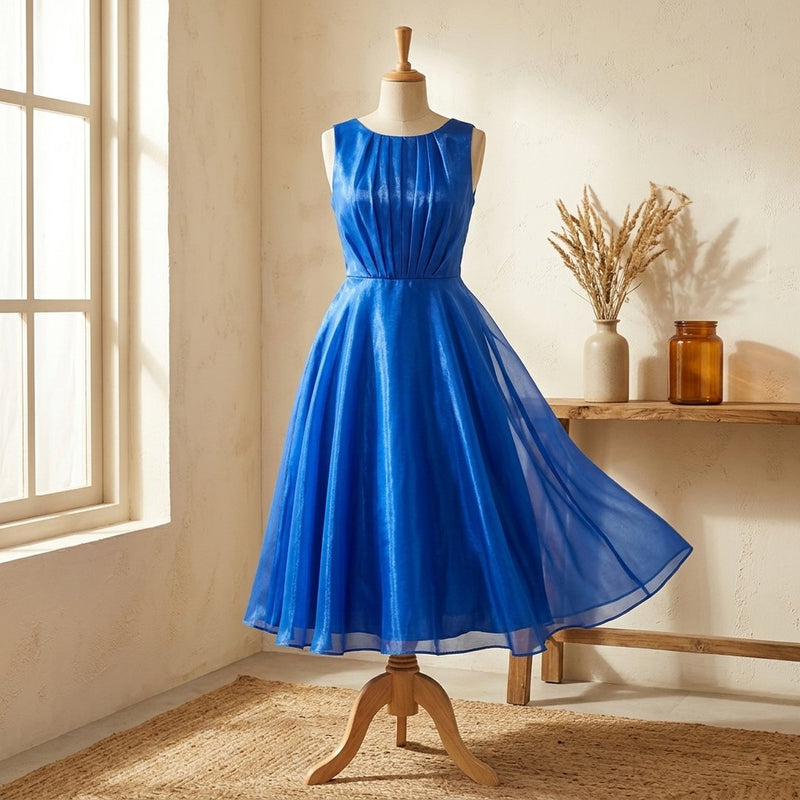 Organza Premium Niebieska – sukienka koktajlowa z tej tkaniny