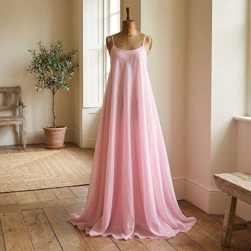 Organza Premium Różowa – sukienka maxi letnia z tej tkaniny