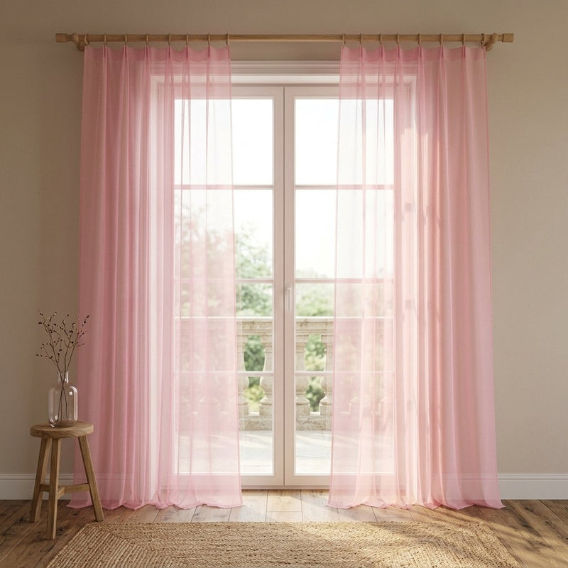 Siatka Elastyczna Jasnoróżowa „Soft Blush” – lekkie firany z tej tkaniny