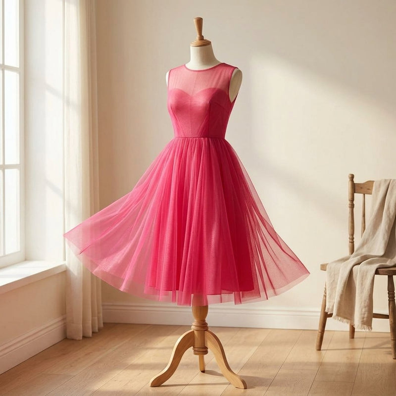 Siatka Elastyczna Neon Pink „Electric Candy” – sukienka koktajlowa z tej tkaniny