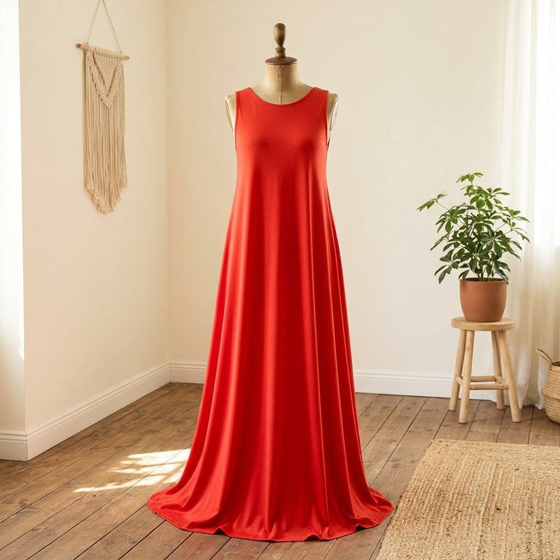 Silk Czerwony – sukienka maxi letnia z tej tkaniny