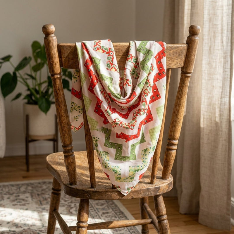 Silk Drukowany Czerwony Zygzak – apaszka chusta z tej tkaniny