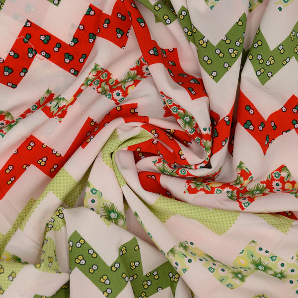 Silk Drukowany Czerwony Zygzak - Textil World