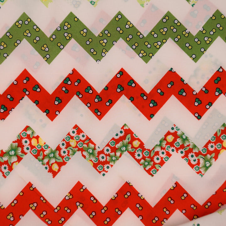 Silk Drukowany Czerwony Zygzak - Textil World