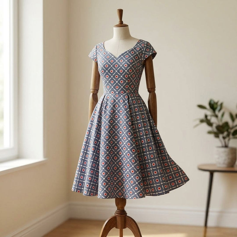 Silk Drukowany Geometria Paris – sukienka koktajlowa z tej tkaniny