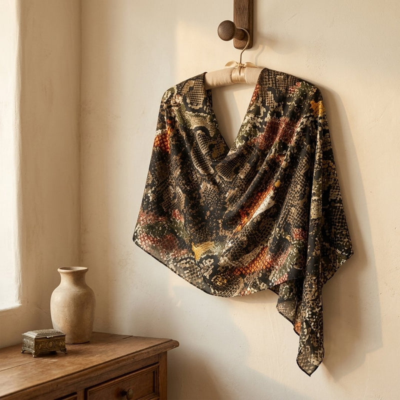 Silk Drukowany Skora Węża – narzutka wieczorowa z tej tkaniny